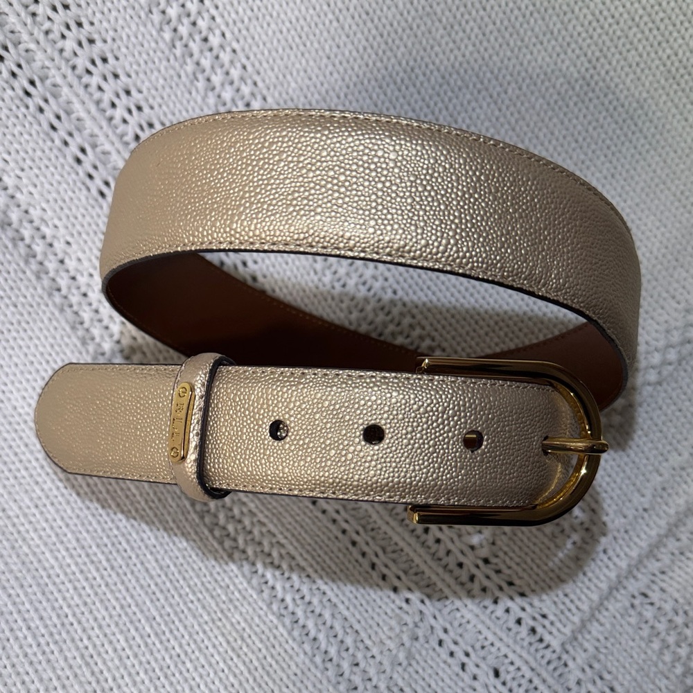 Ralph Lauren Shimmering Gold Leather Women's Belt